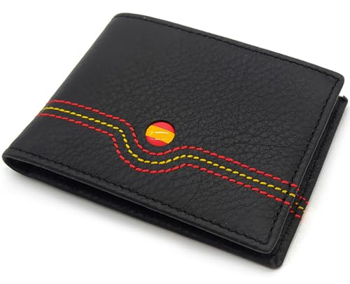 Hispapiel Geldbörse für Herren, Spanien, Geldbörse aus schwarzem Leder, mit spanischer Flagge, hergestellt in Spanien, Schwarz , 10.5 cm, Horizontal Hispapiel Geldbörse für Herren, Spanien, Geldbörse aus schwarzem Leder, mit spanischer Flagge, hergestellt in Spanien, Schwarz , 10.5 cm, Horizontal von Hispapiel