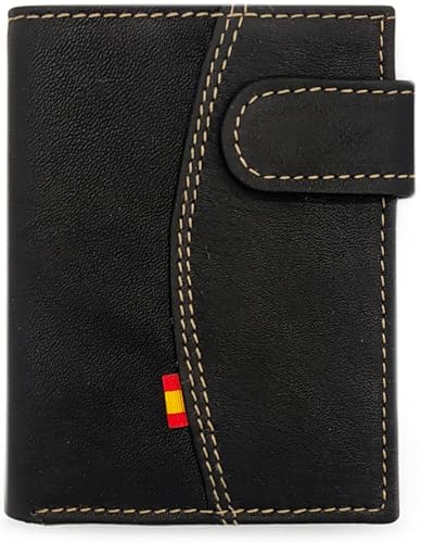 Hispapiel Geldbörse für Herren, Spanien, Geldbörse aus schwarzem Leder, mit spanischer Flagge, hergestellt in Spanien, Schwarz , 10.5 cm, Vertikal von Hispapiel