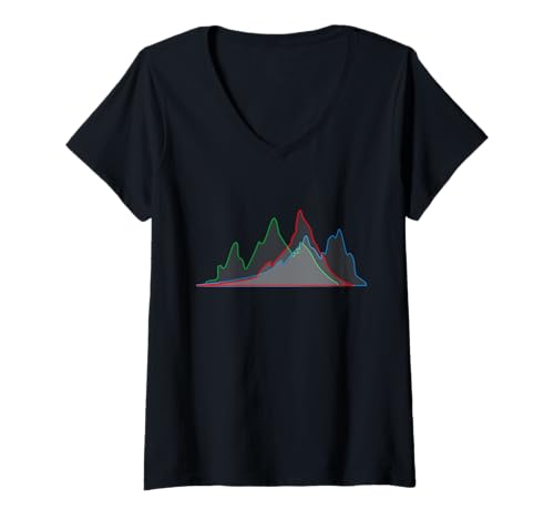 Damen Histogramm Fotografie Fotograf T-Shirt mit V-Ausschnitt Damen Histogramm Fotografie Fotograf T-Shirt mit V-Ausschnitt von Histogram Photography