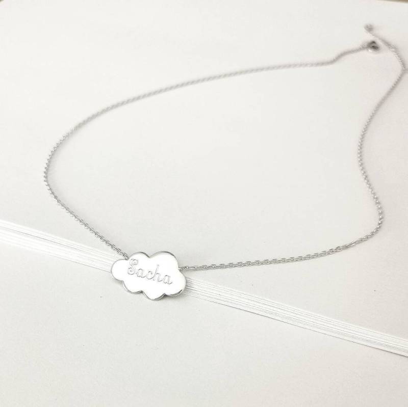 Personalisierte Halskette Silber 925 Wolke Für Frau Oder Mädchen Vorname Eingraviert Einzigartiges Geschenk Zur Geburt Taufe Geburtstag von HistoireAGraver