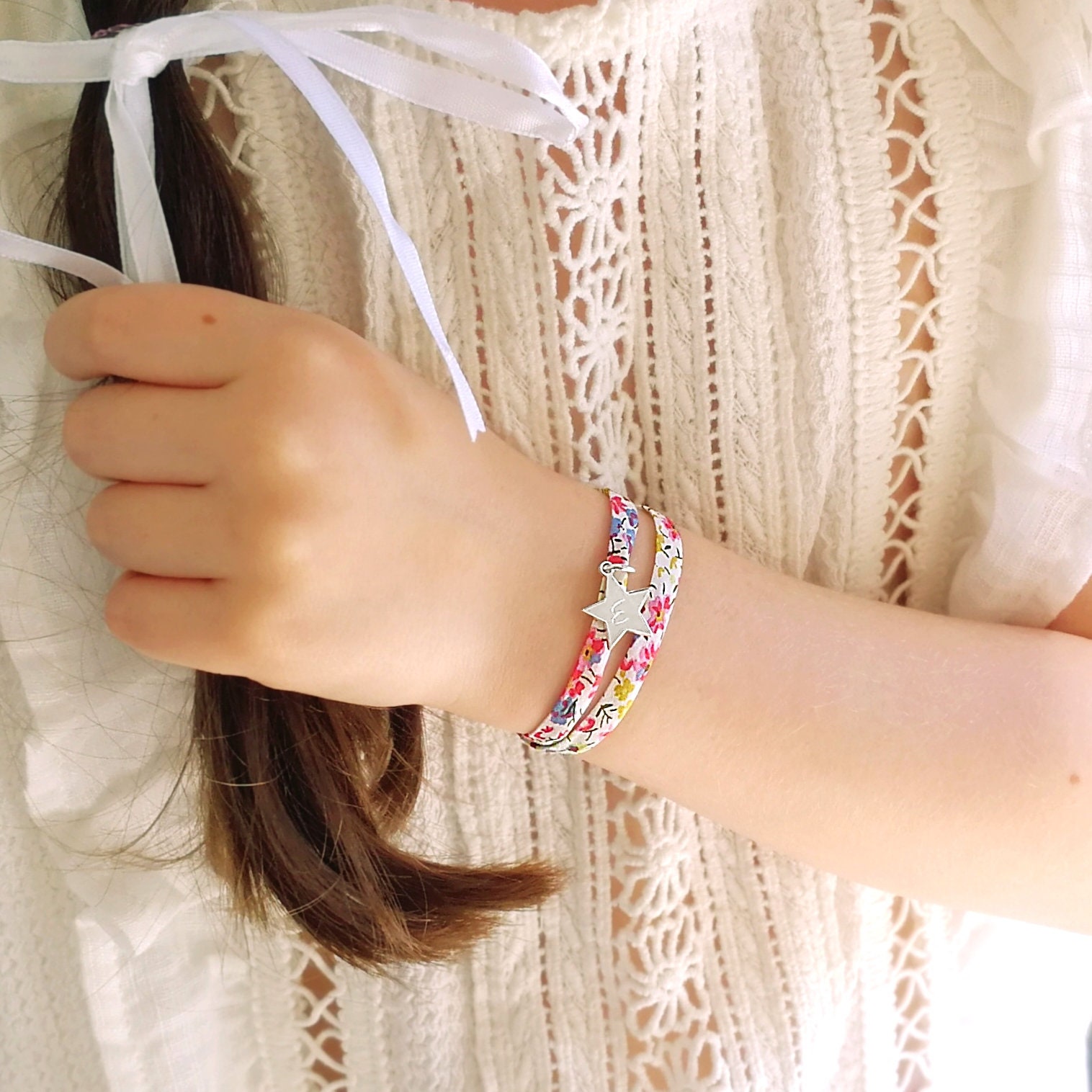 Personalisiertes Armband Für Kinder Oder Teenager Mit Sternanhänger Aus 925Er Silber Eingravierten Initialen, Geburtstagsgeschenk, Geburt, Taufe von HistoireAGraver