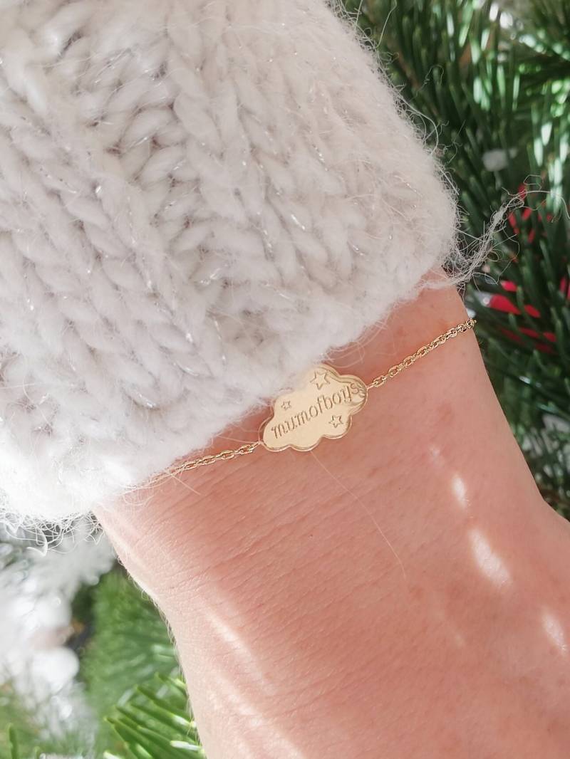 Personalisiertes Vergoldetes Armband in Form Einer Wolke Mit Eingraviertem Namen Weihnachtsgeschenk Von Geburtstag Oder Taufe von HistoireAGraver