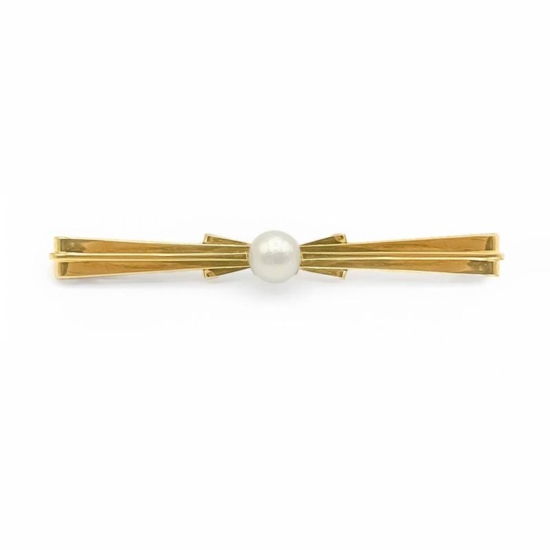 Vintage 14Kt Goldbrosche Mit Perle Vintage 14Kt Goldbrosche Mit Perle von HistorianLugano