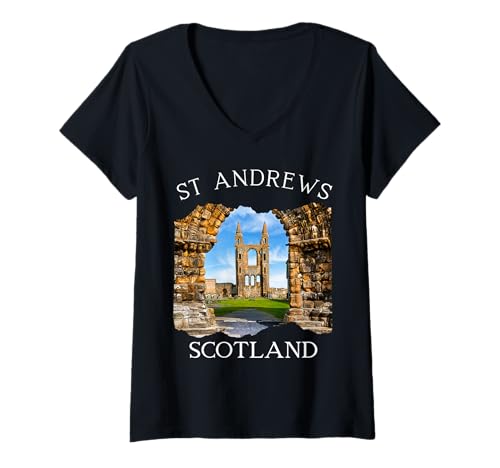 Damen St. Andrews Schottland Äußere Hebriden Souvenir Damen Kinder Herren T-Shirt mit V-Ausschnitt Damen St. Andrews Schottland Äußere Hebriden Souvenir Damen Kinder Herren T-Shirt mit V-Ausschnitt von Historic British Monuments Highlands Scottish Men