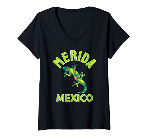 Damen Buntes und historisches Merida Mexico T-Shirt T-Shirt mit V-Ausschnitt Damen Buntes und historisches Merida Mexico T-Shirt T-Shirt mit V-Ausschnitt von Historical Merida Mexico Tees