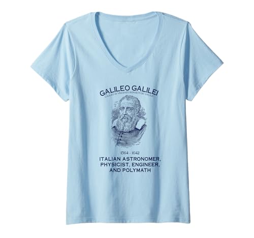 Damen Galileo Galilei Italienischer Astronom Physiker Ingenieur T-Shirt mit V-Ausschnitt Damen Galileo Galilei Italienischer Astronom Physiker Ingenieur T-Shirt mit V-Ausschnitt von Historical Polymath Observational Astronomy