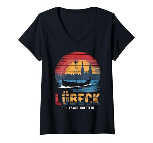 Damen Lübeck Schleswig-Holstein T-Shirt mit V-Ausschnitt Damen Lübeck Schleswig-Holstein T-Shirt mit V-Ausschnitt von Historische Hansestadt Lübeck Schleswig-Holstein