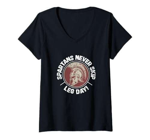 Damen Spartaner Lassen Niemals den Beintag für Geschichtsinteressierte Geschichtslehrer aus T-Shirt mit V-Ausschnitt Damen Spartaner Lassen Niemals den Beintag für Geschichtsinteressierte Geschichtslehrer aus T-Shirt mit V-Ausschnitt von History Timeline Drip