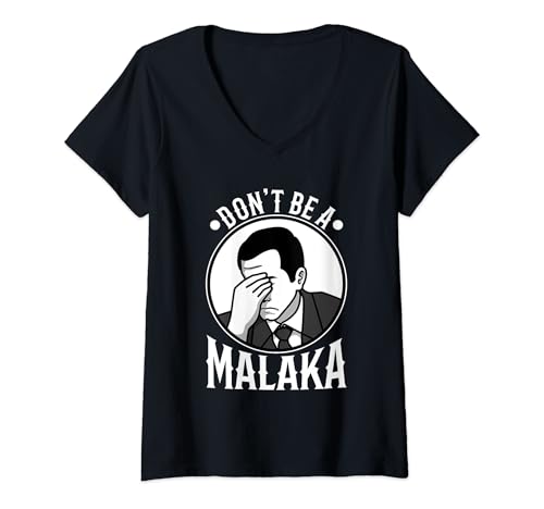 Damen Sei kein Malaka T-Shirt mit V-Ausschnitt Damen Sei kein Malaka T-Shirt mit V-Ausschnitt von History teacher greek philosopher malaka meme