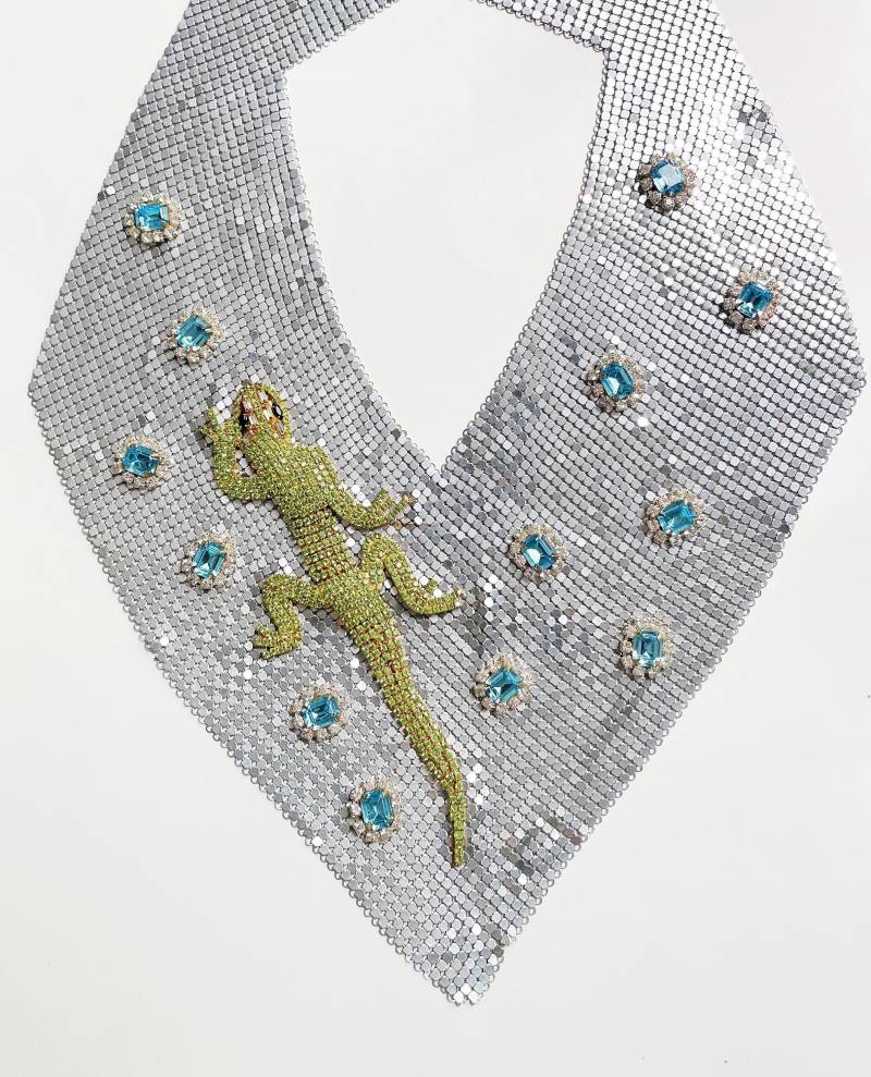 Silberne Silberfarbene Strass-Eidechsenkette von HistoryTimeTraveler