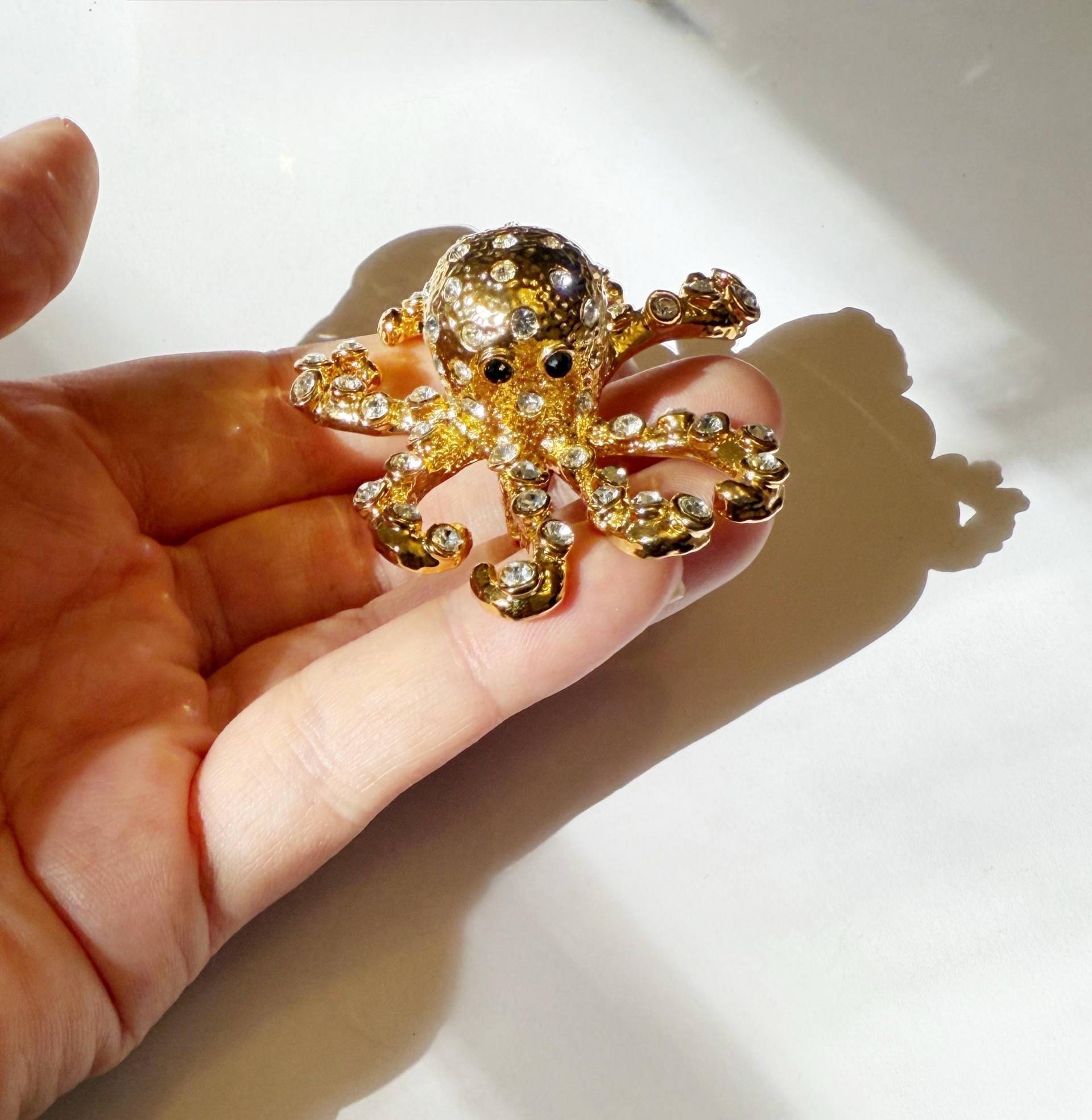 Vintage 3D Strass Kraken Brosche von HistoryTimeTraveler