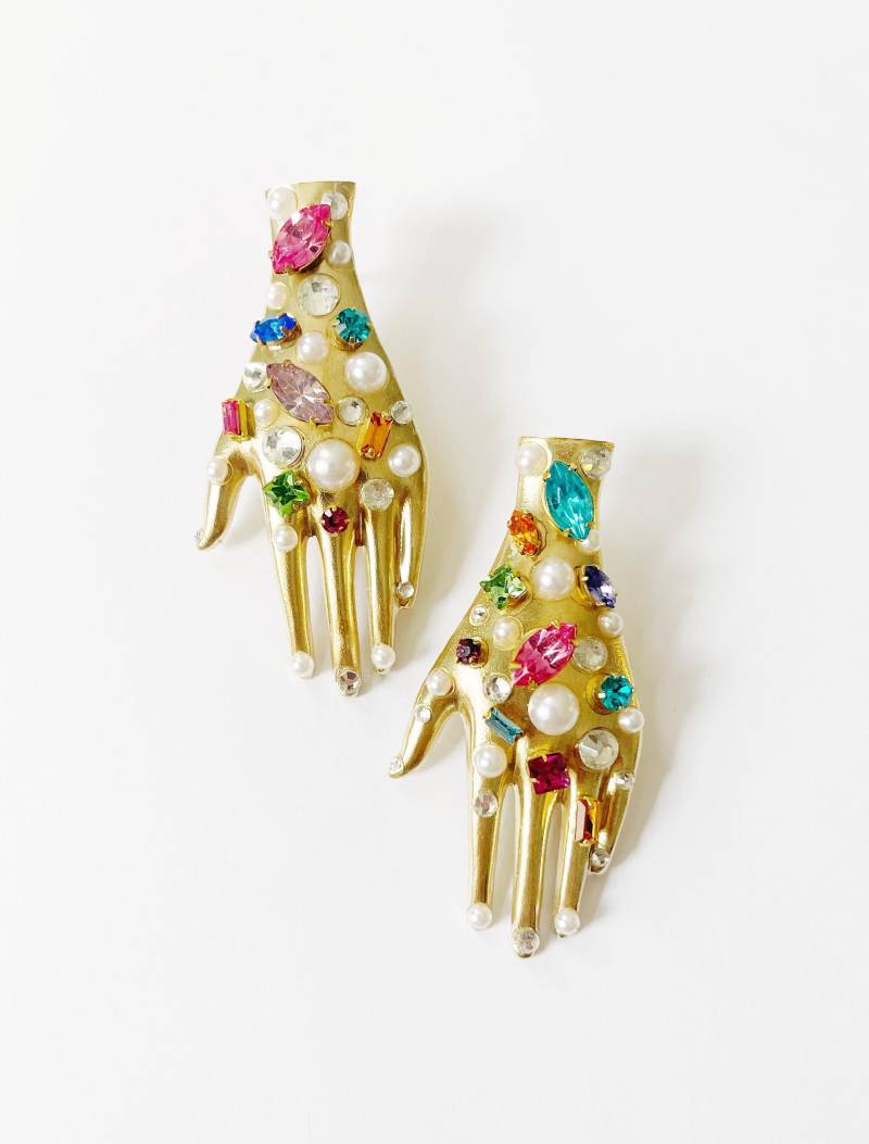 Vintage Strass Hand Ohrringe von HistoryTimeTraveler