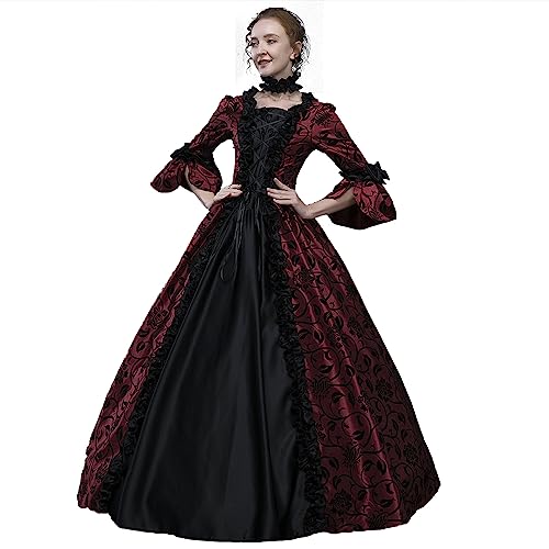 Frauen Rokoko 18. Jahrhundert Ballkleider Renaissance Gothic Viktorianische Kleider Maskerade Vampir Kostüm, Weinrot, M(Chest:37''-40'' Waist:28''-31'') von HistoryWomen