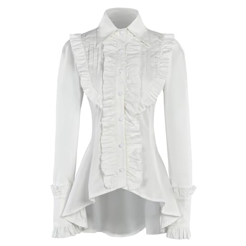 HistoryWomen Viktorianische Gothic Steampunk Bluse Baumwolle Rüschen Button Down Hemd mit Schnürung am Rücken Weiß Schwarz, Weiss/opulenter Garten, X-Groß HistoryWomen Viktorianische Gothic Steampunk Bluse Baumwolle Rüschen Button Down Hemd mit Schnürung am Rücken Weiß Schwarz, Weiss/opulenter Garten, X-Groß von HistoryWomen