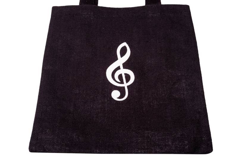 Hitaishi Creative Tragetasche, Jute-Henkeltasche, schwarz mit weißem Violinschlüssel Hitaishi Creative Tragetasche, Jute-Henkeltasche, schwarz mit weißem Violinschlüssel von Hitaishi Creative