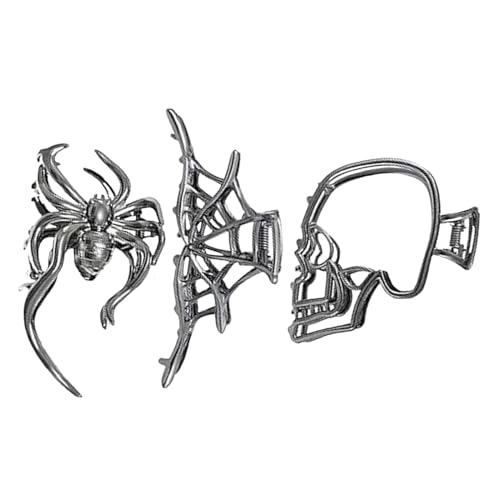 Hitburu Halloween Haarspangen | Metall Horror Kralle Clip - 3 Stück Gruselige Spinnen Totenkopf Haarklemme Für Outdoor Bühnenaufführung Party Kostüm Herbst Schule Zuhause Halloween Mädchen von Hitburu