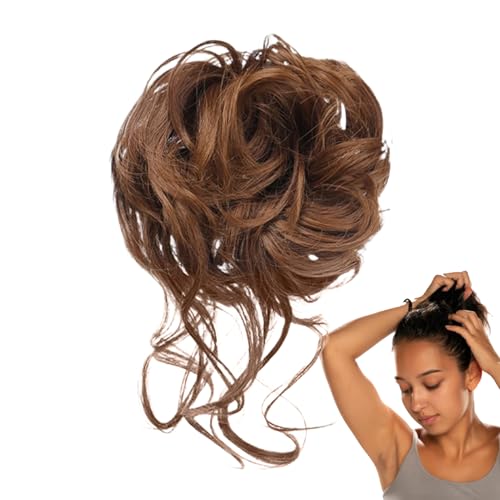Hitburu Lockiges Dutt Haarstück - Hochsteckfrisur Clip Für Damen Klammer,Hochsteckfrisur Extensions mit Volumen Stil Klammer Pferdeschwanz Halter für Damen von Hitburu