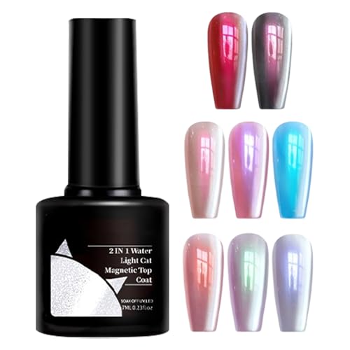 Hitburu Magnetischer Gel Nagellack - 7ml Topcoat Versiegelung | 2 in 1 Glitzer Topcoat Für Damen Maniküre Salon Hochzeit Urlaub von Hitburu