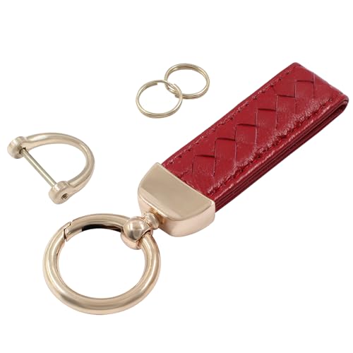Hitefu Leder-Auto-Schlüsselanhänger, Rot/Ausflug, einfarbig (Getaway Solids), 4.75 × 1.34 inch von Hitefu
