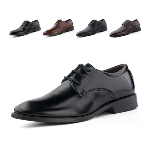 Anzugschuhe Herren Schnürhalbschuhe Oxford Schuhe Lederschuhe Faux Männer Brogues Derby Hochzeitsschuhe Business Klassischer Schnürschuh Schwarz GPG808 Schwarz 47 von Hitmars