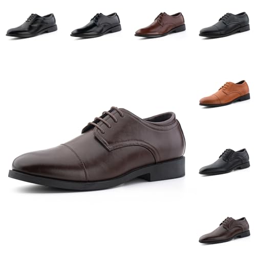 Anzugschuhe Herren Schnürhalbschuhe Oxford Schuhe Lederschuhe Faux Männer Brogues Derby Hochzeitsschuhe Business Klassischer Schnürschuh Schwarz GPG809 Dunkelbraun 43 von Hitmars