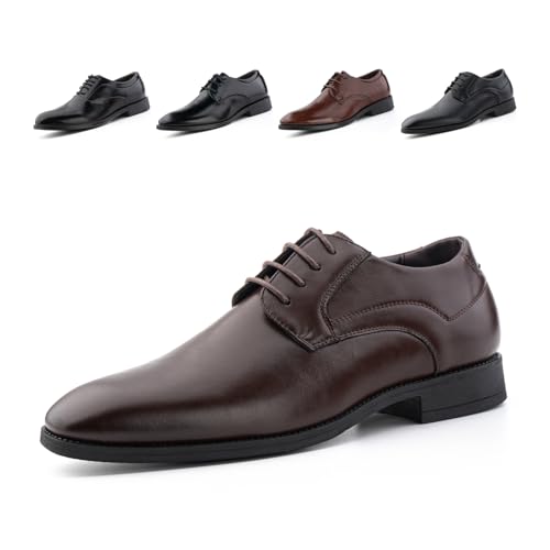 Anzugschuhe Herren Schnürhalbschuhe Oxford Schuhe Lederschuhe Faux Männer Brogues Derby Hochzeitsschuhe Business Klassischer Schnürschuh Schwarz GPG810 Braun 43 von Hitmars