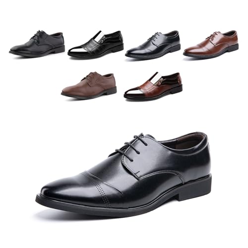 Derby Schuhe Herren Oxford Anzugschuhe Lederschuhe Business Schuhe Formale Brogues Schnürschuhe Klassischer Schnürhalbschuhe G/XZ701 Schwarz 40 von Hitmars