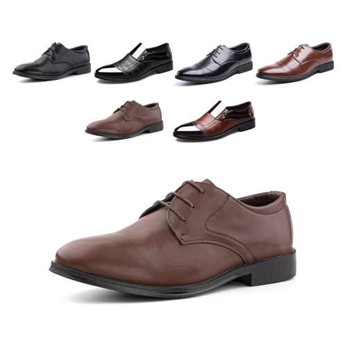 Derby Schuhe Herren Oxford Anzugschuhe Lederschuhe Business Schuhe Formale Brogues Schnürschuhe Klassischer Schnürhalbschuhe G/XZ702 Braun 41 von Hitmars