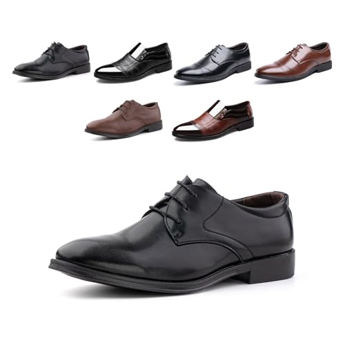 Derby Schuhe Herren Oxford Anzugschuhe Lederschuhe Business Schuhe Formale Brogues Schnürschuhe Klassischer Schnürhalbschuhe G/XZ702 Schwarz 44 von Hitmars