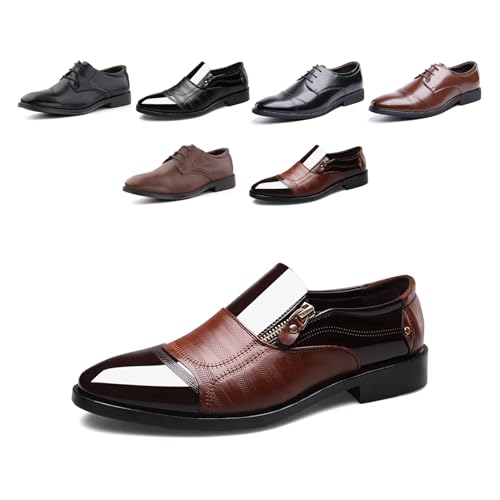 Derby Schuhe Herren Oxford Anzugschuhe Lederschuhe Business Schuhe Formale Brogues Schnürschuhe Klassischer Schnürhalbschuhe G/XZ703 Braun 44 von Hitmars