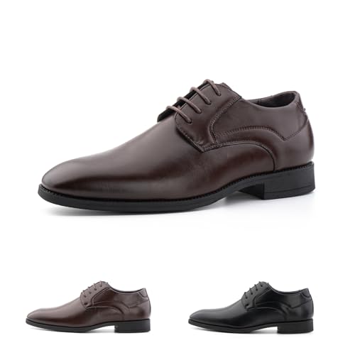 Hitmars Anzugschuhe Herren Derby Schuhe Oxfords Schnürhalbschuhe Männer Klassischer Komfort Schnürschuhe Businessschuhe Braun N2 EU39 von Hitmars