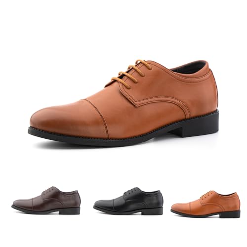 Hitmars Anzugschuhe Herren Derby Schuhe Oxfords Schnürhalbschuhe Männer Klassischer Komfort Schnürschuhe Businessschuhe Hellbraun N1 EU46 von Hitmars