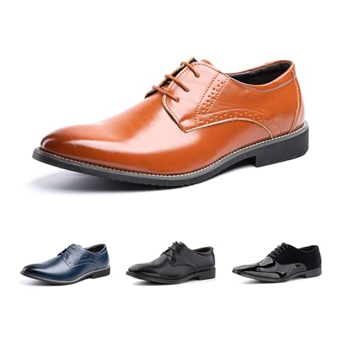 Hitmars Anzugschuhe Herren Lederschuhe Faux Business Oxford Derby Schuhe Hochzeits Klassischer Schnürschuh Männer HW1-Khaki EU48 von Hitmars