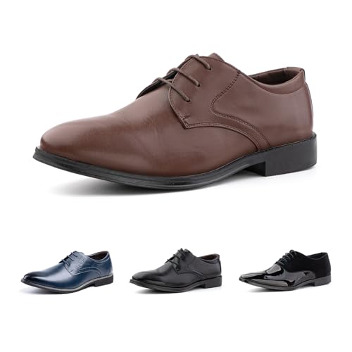 Hitmars Anzugschuhe Herren Lederschuhe Faux Business Oxford Derby Schuhe Hochzeits Klassischer Schnürschuh Männer HW2-Braun EU46 von Hitmars