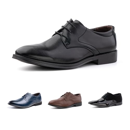 Hitmars Anzugschuhe Herren Lederschuhe Faux Business Oxford Derby Schuhe Hochzeits Klassischer Schnürschuh Männer HW2-Schwarz EU47 von Hitmars