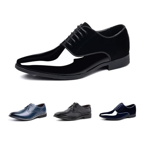 Hitmars Anzugschuhe Herren Lederschuhe Faux Business Oxford Derby Schuhe Hochzeits Klassischer Schnürschuh Männer HW3-Schwarz EU39 von Hitmars