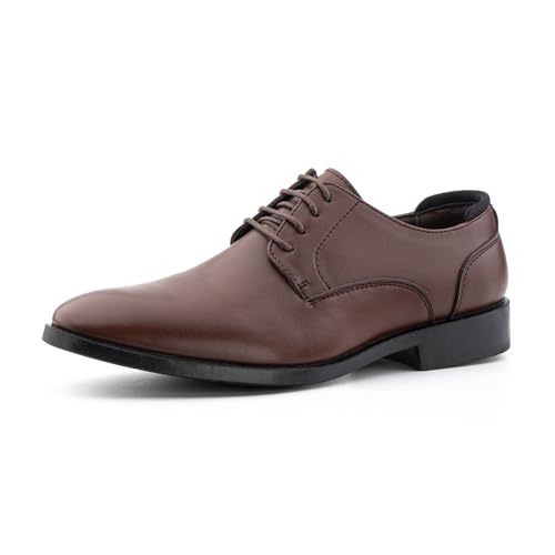 Hitmars Anzugschuhe Herren Lederschuhe Schnürhalbschuhe Hochzeitsschuhe Business Oxford Derby Schuhe Brogues Klassischer Schnürschuh Braun 44 EU von Hitmars