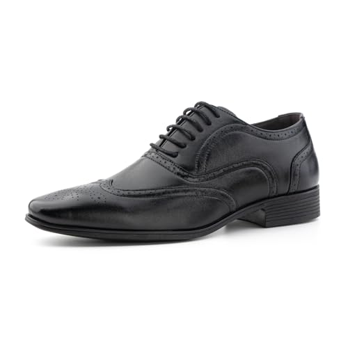 Hitmars Anzugschuhe Herren Lederschuhe Schnürhalbschuhe Hochzeitsschuhe Business Oxford Derby Schuhe Brogues Klassischer Schnürschuh Schwarz 44 EU von Hitmars