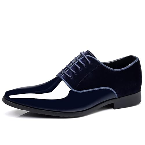 Hitmars Anzugschuhe Herren Schnürhalbschuhe Business Schuhe Klassischer Derby Oxford Lederschuhe Hochzeit Schuhe C Blau EU39 von Hitmars