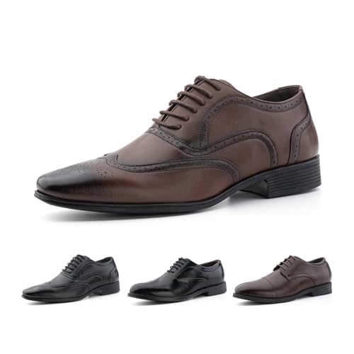 Hitmars Anzugschuhe Herren Schnürhalbschuhe Klassischer Hochzeit Schuhe Lederschuhe Oxford Derby Schuhe Business Formale Brogues Schnürschuhe Braun 44 EU von Hitmars