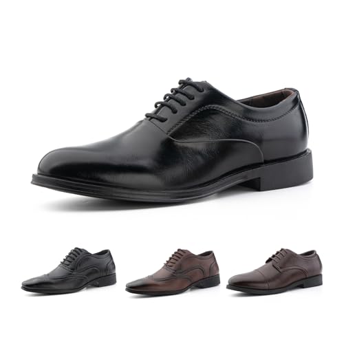Hitmars Anzugschuhe Herren Schnürhalbschuhe Klassischer Hochzeit Schuhe Lederschuhe Oxford Derby Schuhe Business Formale Brogues Schnürschuhe Schwarz 40 EU von Hitmars