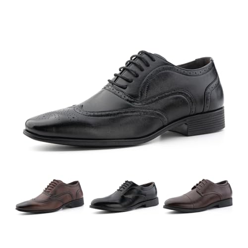 Hitmars Anzugschuhe Herren Schnürhalbschuhe Klassischer Hochzeit Schuhe Lederschuhe Oxford Derby Schuhe Business Formale Brogues Schnürschuhe Schwarz 44 EU von Hitmars