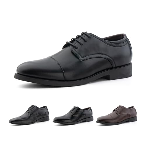 Hitmars Anzugschuhe Herren Schnürhalbschuhe Klassischer Hochzeit Schuhe Lederschuhe Oxford Derby Schuhe Business Formale Brogues Schnürschuhe Schwarz 45 EU von Hitmars
