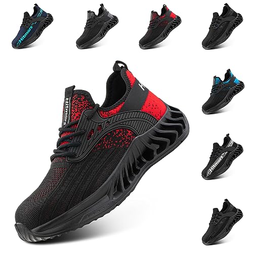 Hitmars Arbeitsschuhe Herren Sicherheitsschuhe Damen Stahlkappe s3 s1 Leicht s2 Arbeitsschuhe Unisex Stahlkappenschuhe Schutzschuhe Arbeitsschutzschuhe 1 Rot EU 42 von Hitmars