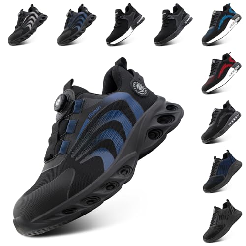 Hitmars Arbeitsschuhe Herren Sicherheitsschuhe Damen Stahlkappenschuhe Bequeme Kochschuhe Leicht Dachdeckerschuhe Schuhe Arbeit Blau EU 45 von Hitmars