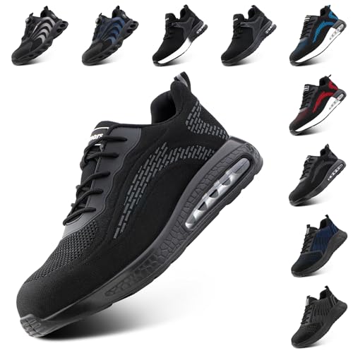 Hitmars Arbeitsschuhe Herren Sicherheitsschuhe Damen Stahlkappenschuhe Bequeme Kochschuhe Leicht Dachdeckerschuhe Schuhe Arbeit Grau EU 42 von Hitmars