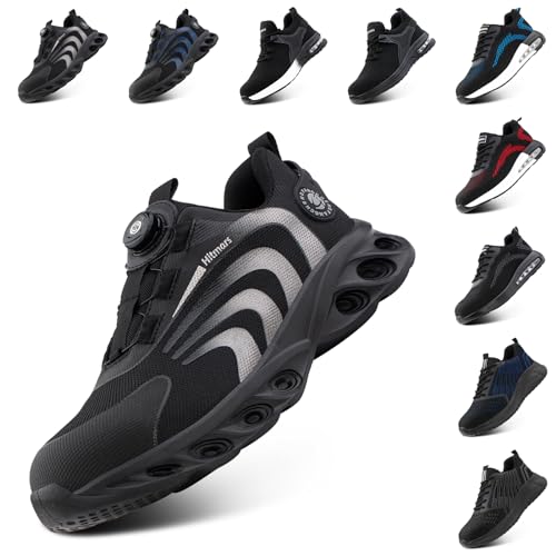 Hitmars Arbeitsschuhe Herren Sicherheitsschuhe Damen Stahlkappenschuhe Bequeme Kochschuhe Leicht Dachdeckerschuhe Schuhe Arbeit Grau EU 46 von Hitmars
