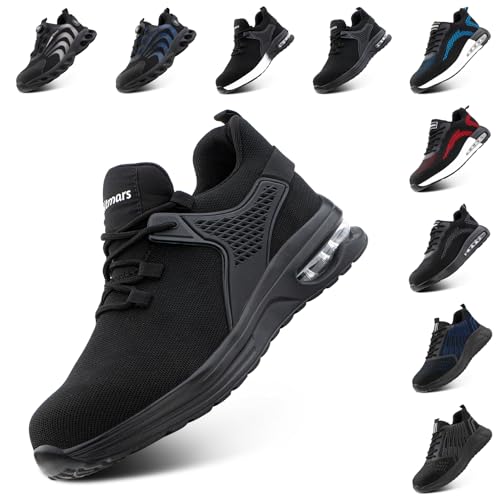 Hitmars Arbeitsschuhe Herren Sicherheitsschuhe Damen Stahlkappenschuhe Bequeme Kochschuhe Leicht Dachdeckerschuhe Schuhe Arbeit Schwarz EU 36 von Hitmars