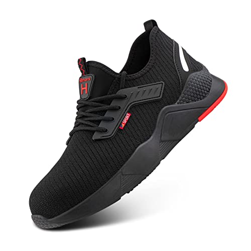 Hitmars Arbeitsschuhe Herren Sicherheitsschuhe Damen mit Stahlkappe Küche Bequeme Stahlkappenschuhe Leicht rutschfest Schwarz EU 41 von Hitmars