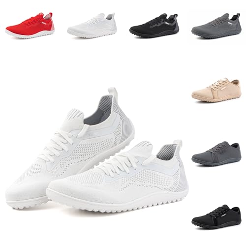 Hitmars Barfussschuhe Barfußschuhe Damen Traillaufschuhe Barfuß Schuhe Outdoor Sneaker Trekkingschuhe Fitnessschuhe Zehenschuhe 1 Weiß EU 41 von Hitmars